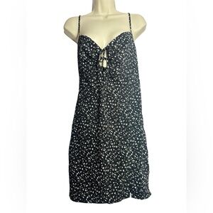 Black Floral Tie-Front Slip Dress